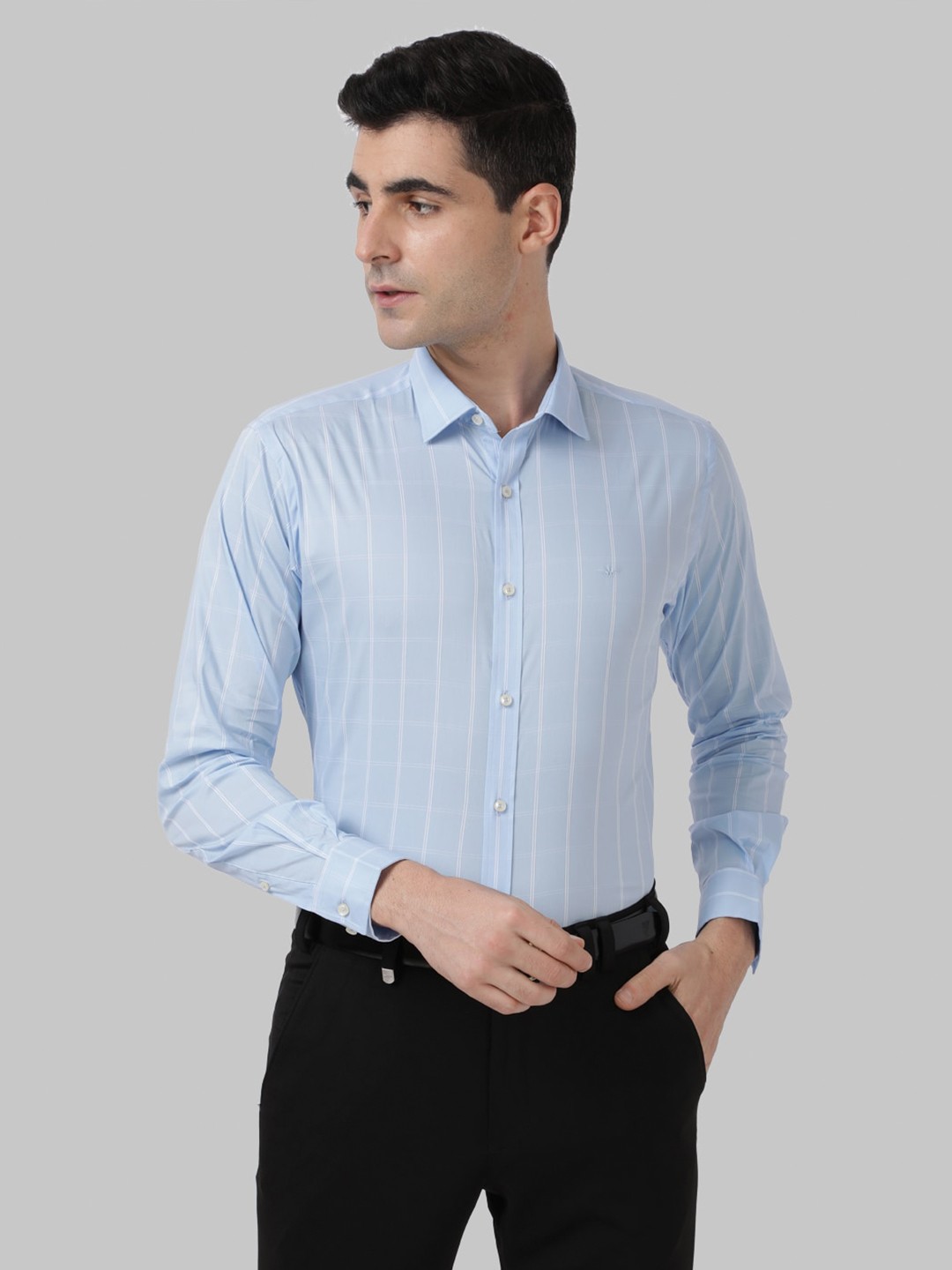 

Park Avenue Men Blue Slim Fit Striped Formal Shirt