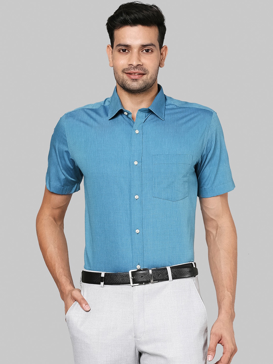 

Park Avenue Men Blue Opaque Formal Shirt
