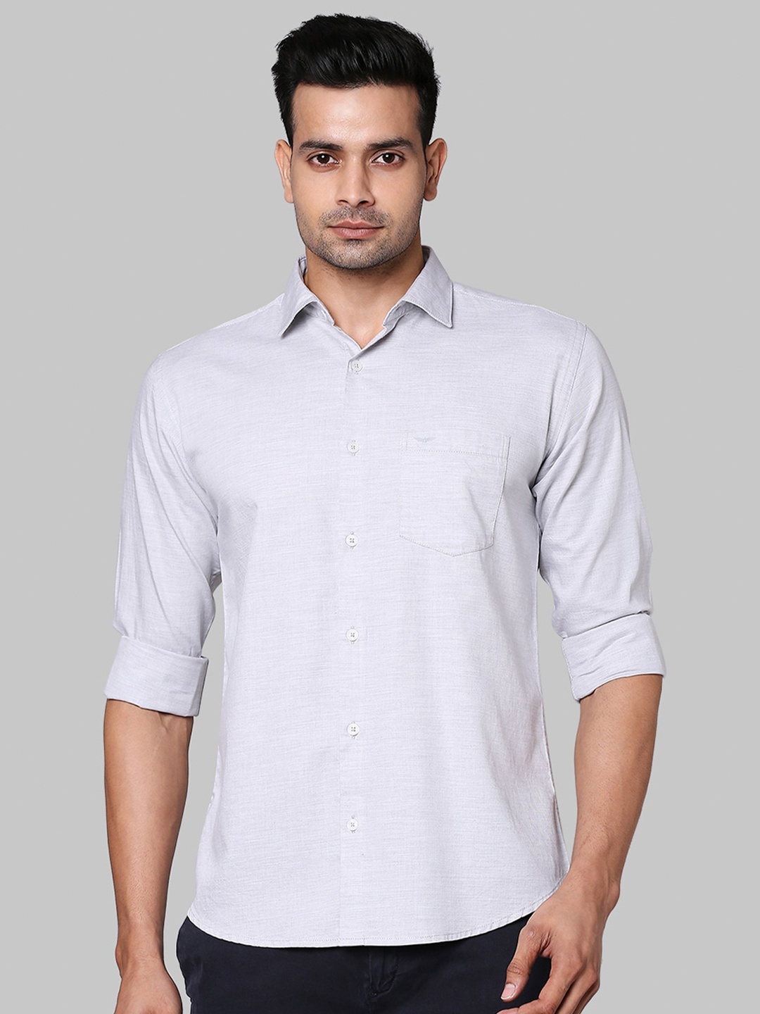 

Park Avenue Men Grey Solid Slim Fit Casual Shirt