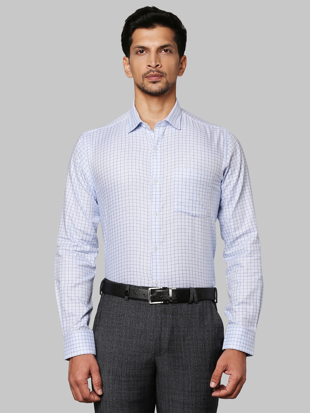 

Park Avenue Men Blue Slim Fit Checked Formal Shirt