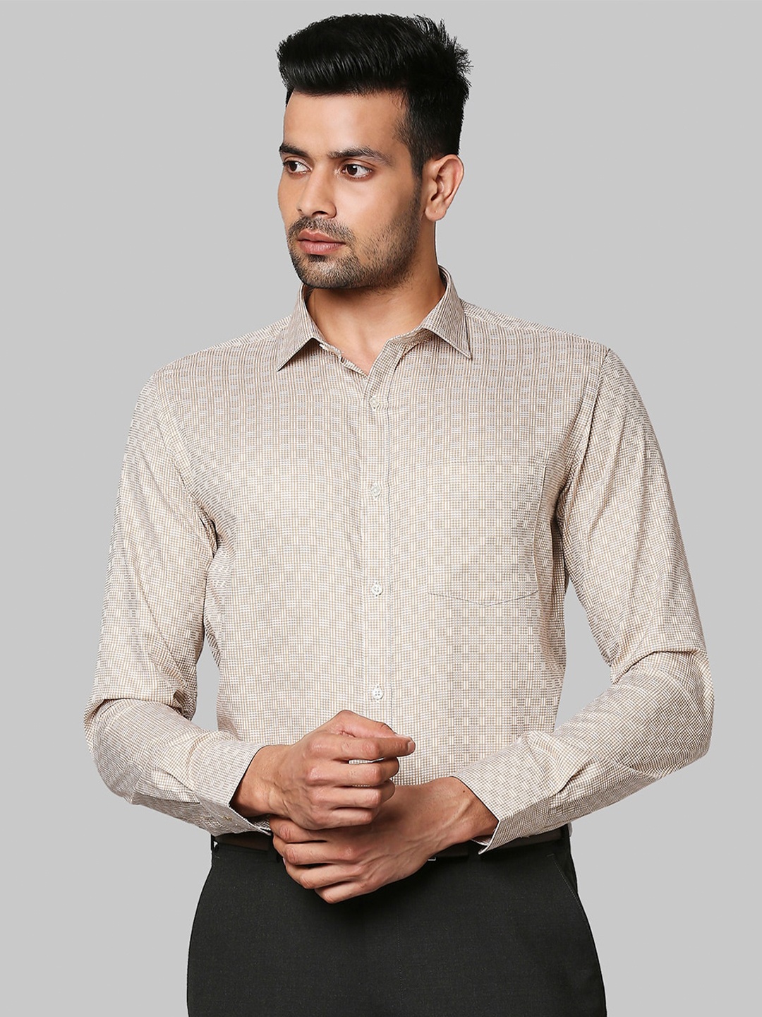 

Park Avenue Men Beige Slim Fit Printed Formal Shirt