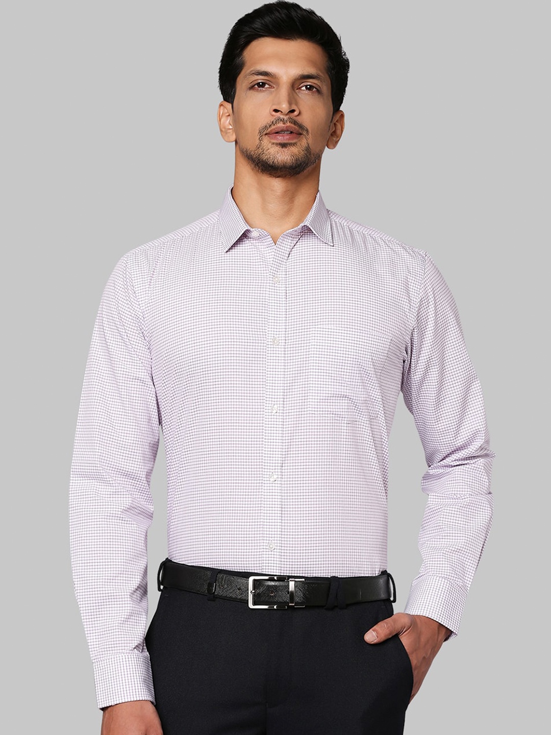 

Park Avenue Men Purple Slim Fit Micro Checked Cotton Casual Shirt