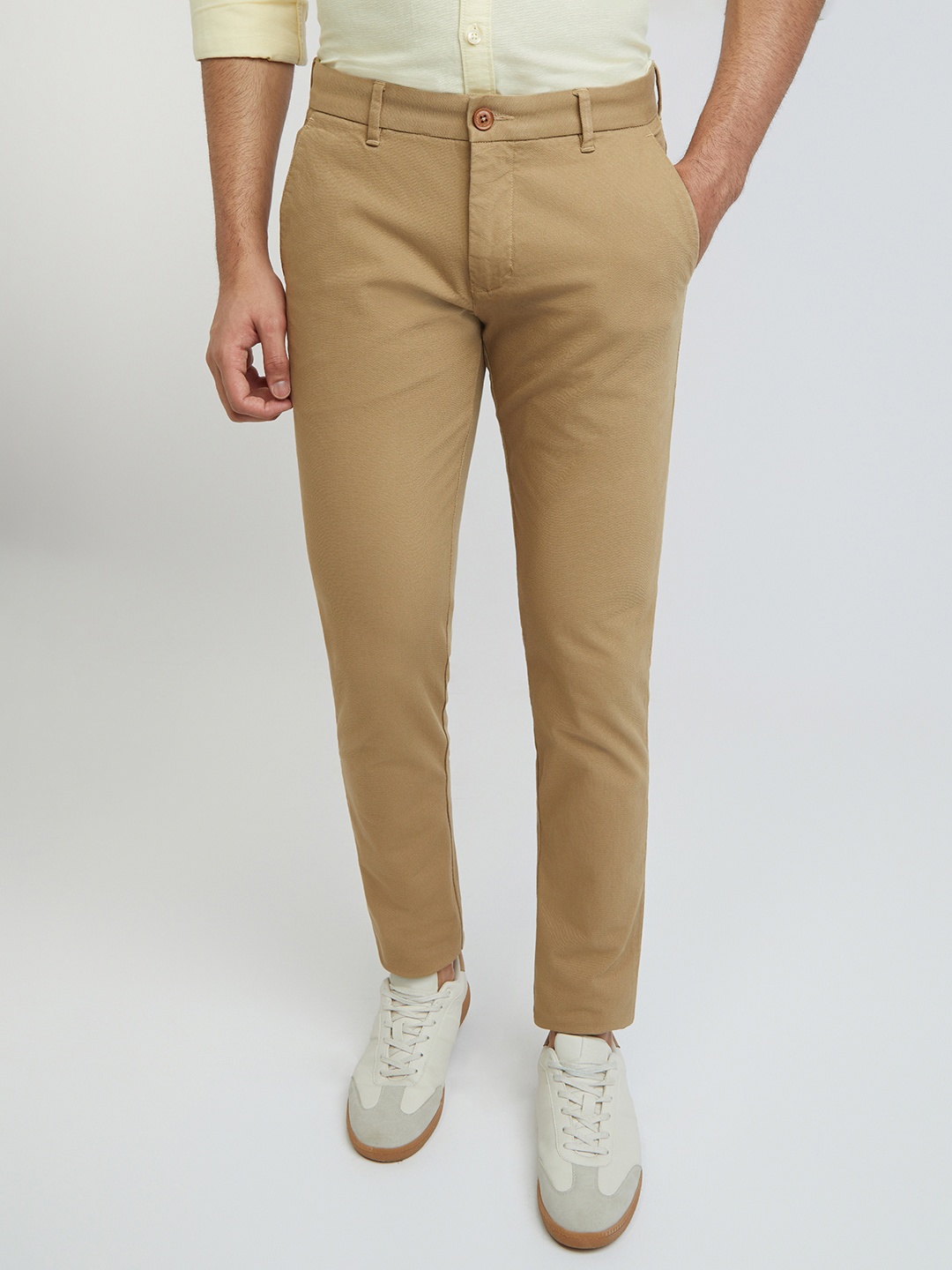 

Parx Men Khaki Regular Fit Solid Trousers