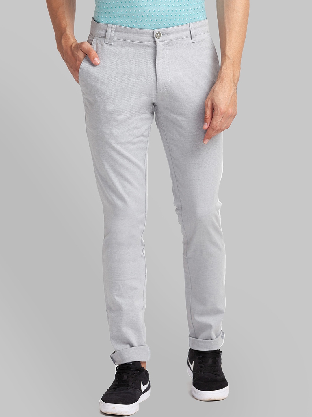 

Parx Men Grey Tapered Fit Trousers