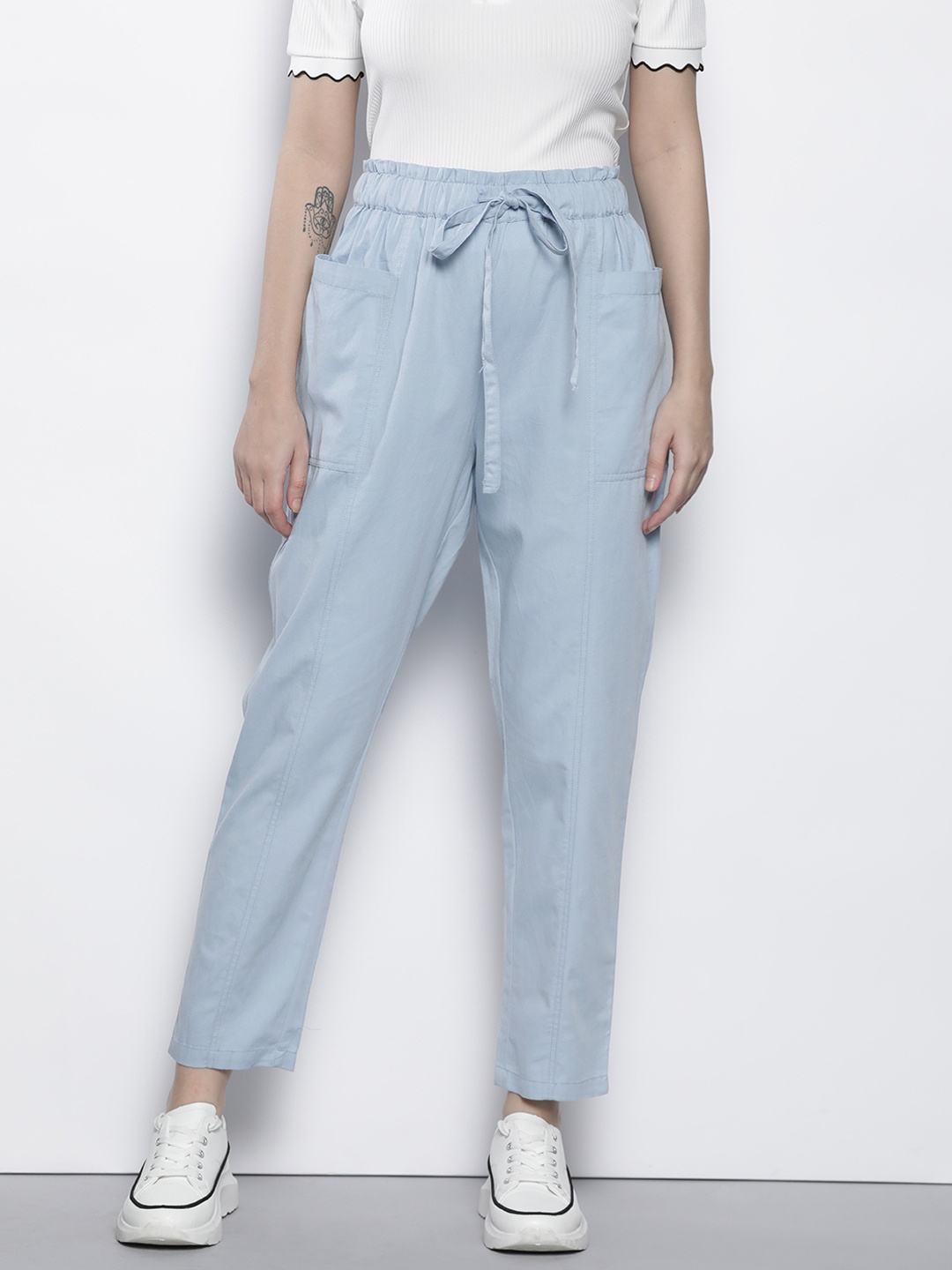 

Nautica Women Blue Pure Cotton Solid Trousers