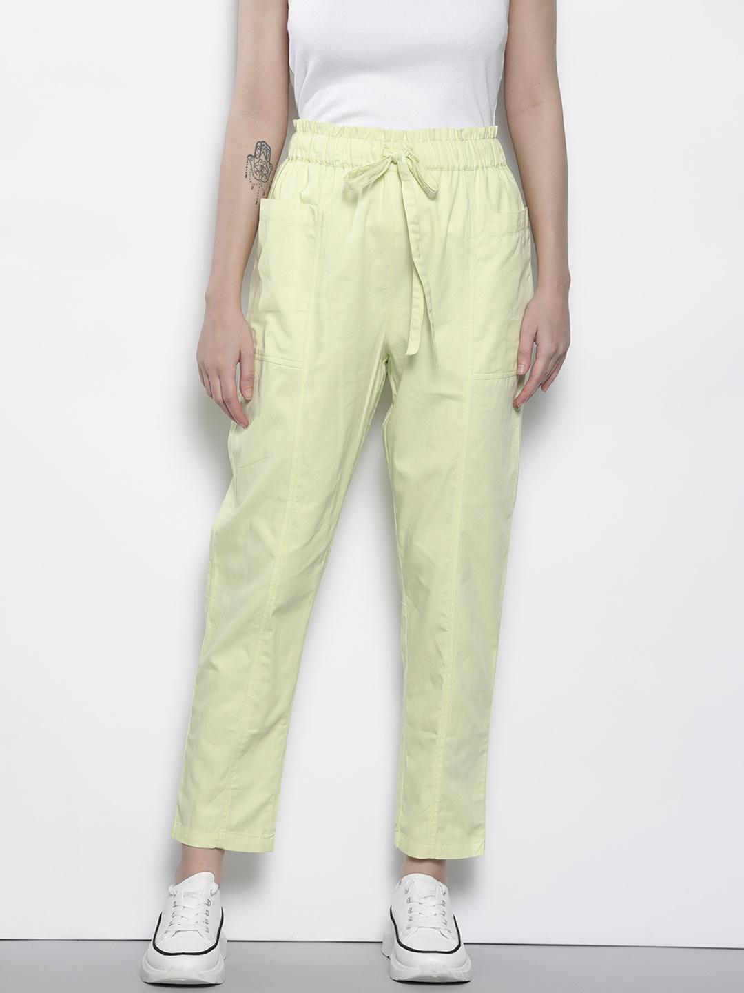 

Nautica Women Lime Green Pure Cotton Solid Trousers