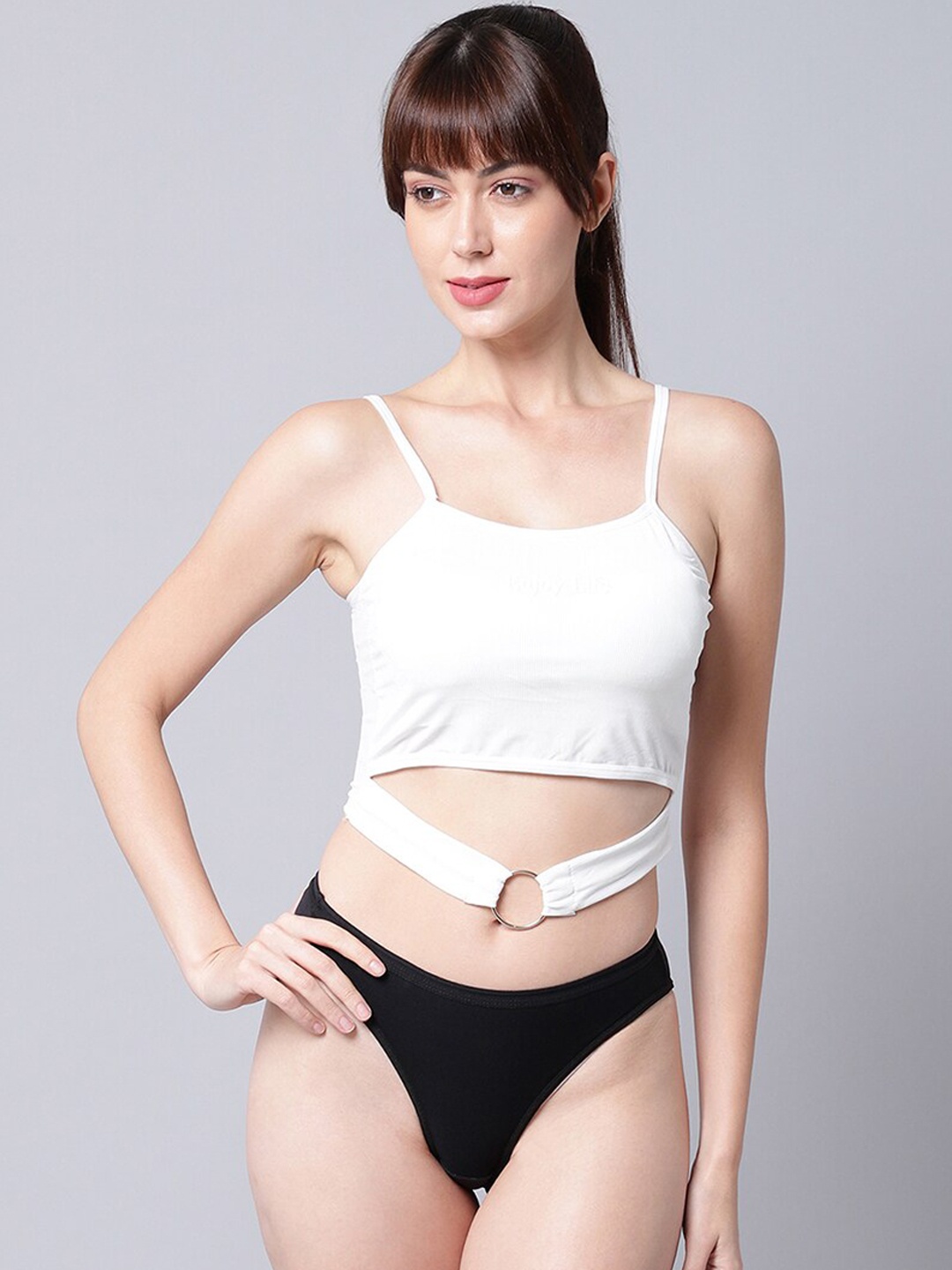 

PrettyCat Women White Solid Bikini Lingerie Set