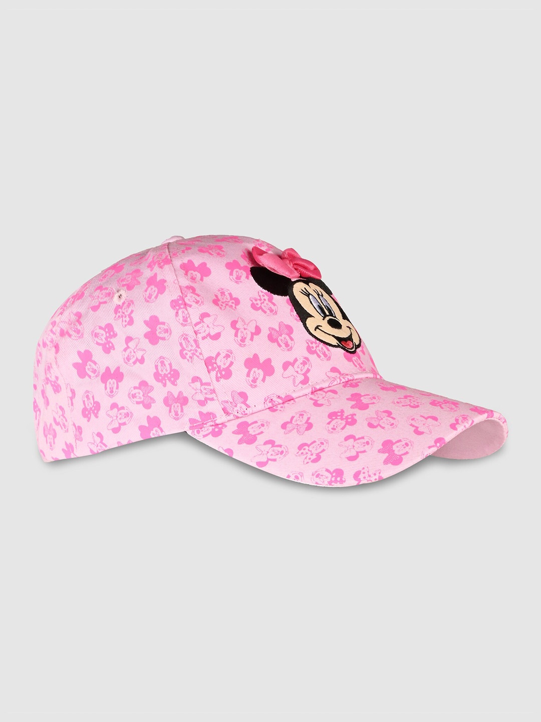 

Disney Girls Pink & Red Minnie Mouse Printed Pure Cotton Baseball Cap