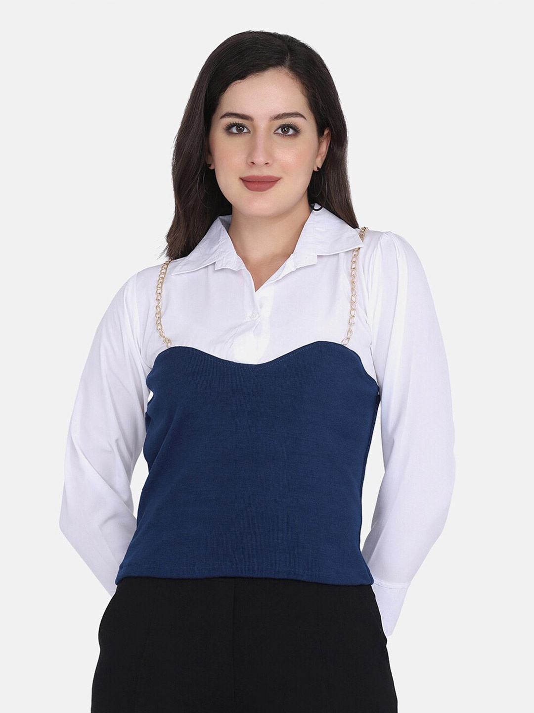 

BUY NEW TREND Blue Colourblocked Top