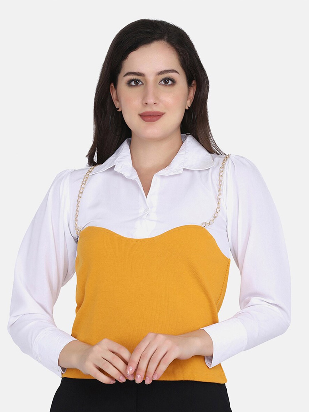 

BUY NEW TREND Yellow Colourblocked Top
