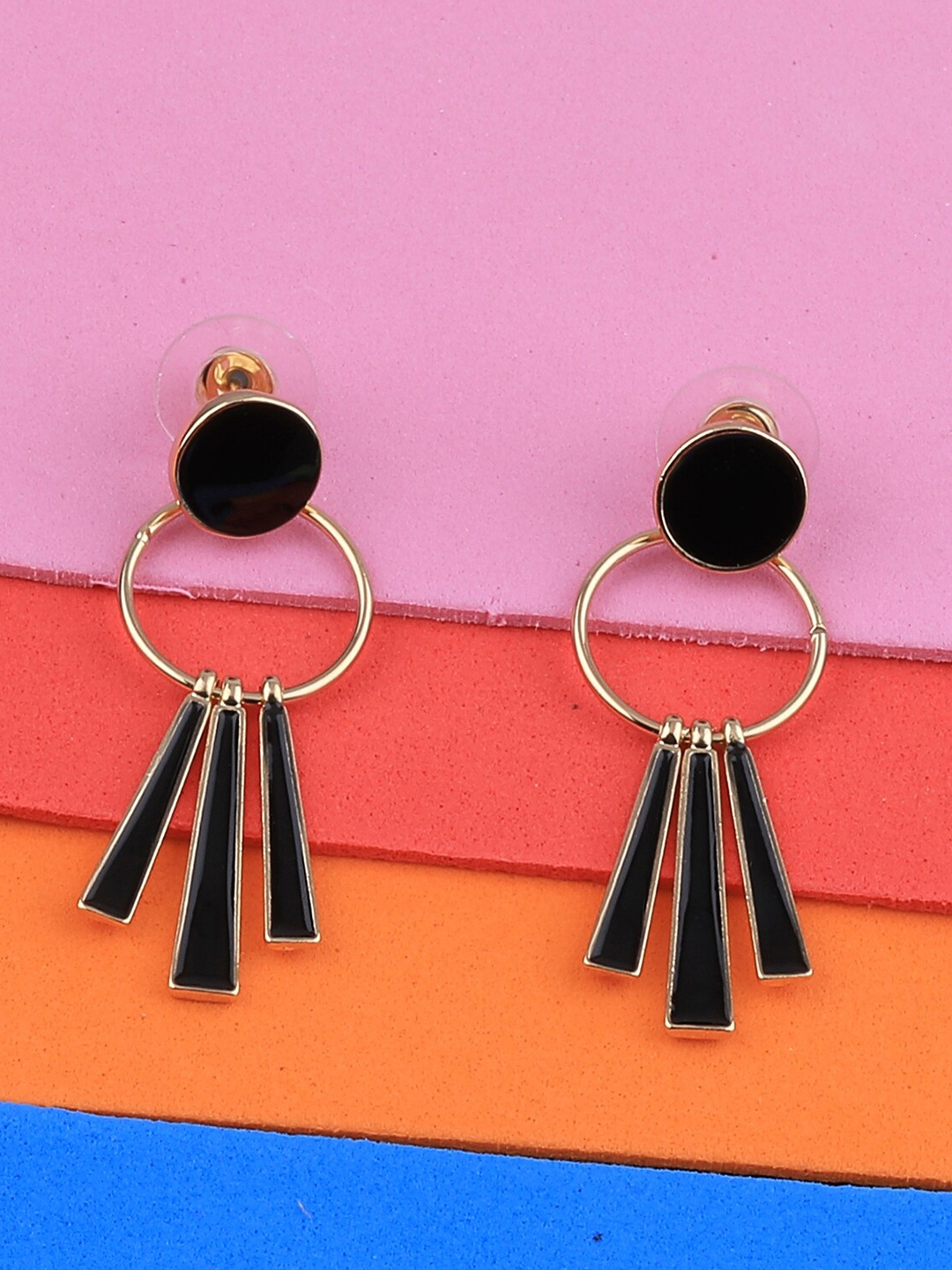

Silver Shine Black Contemporary Drop Earrings