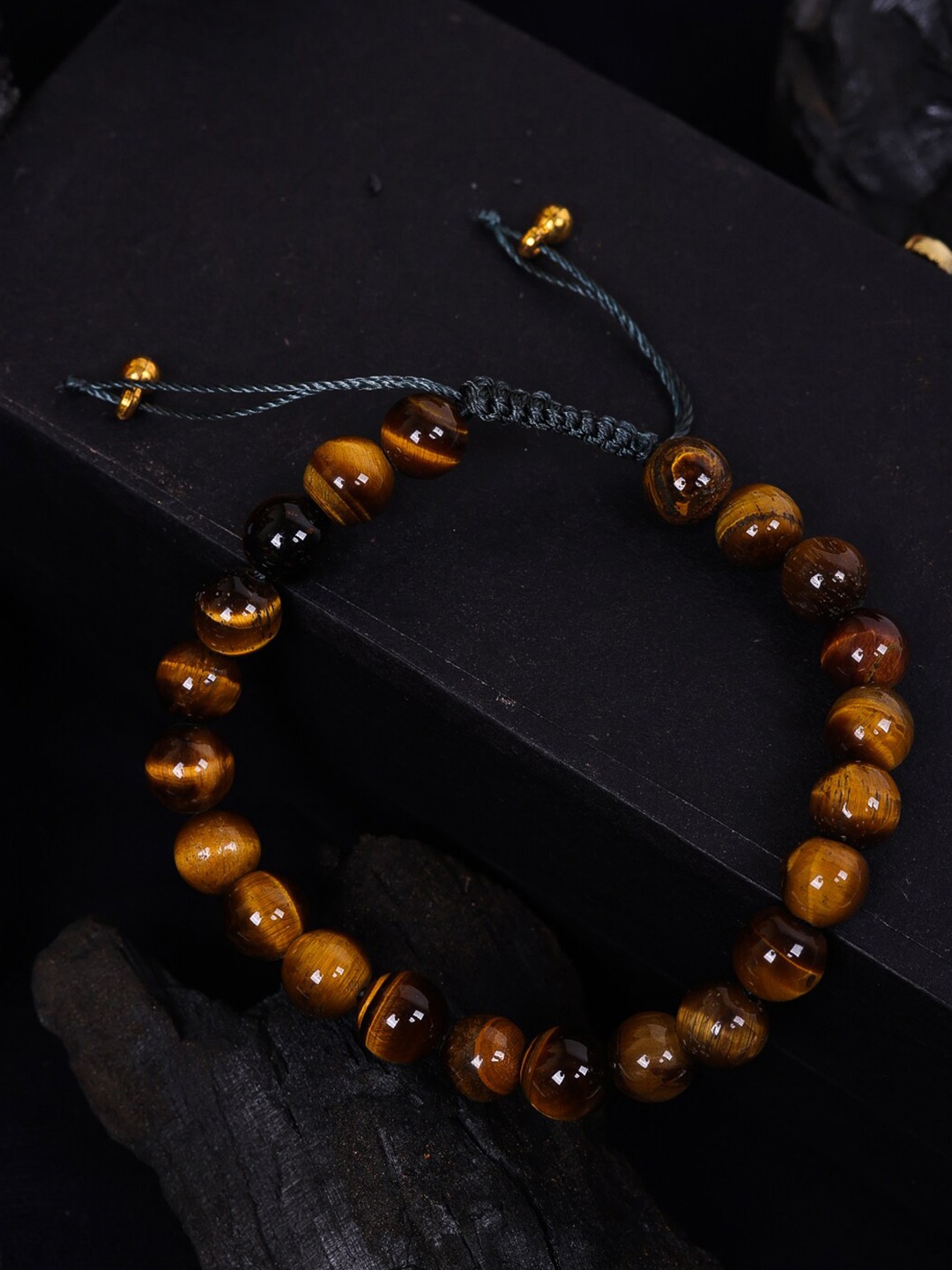 

DIVA WALK Women Brown Tigers Eye Handcrafted Gold-Plated Wraparound Bracelet