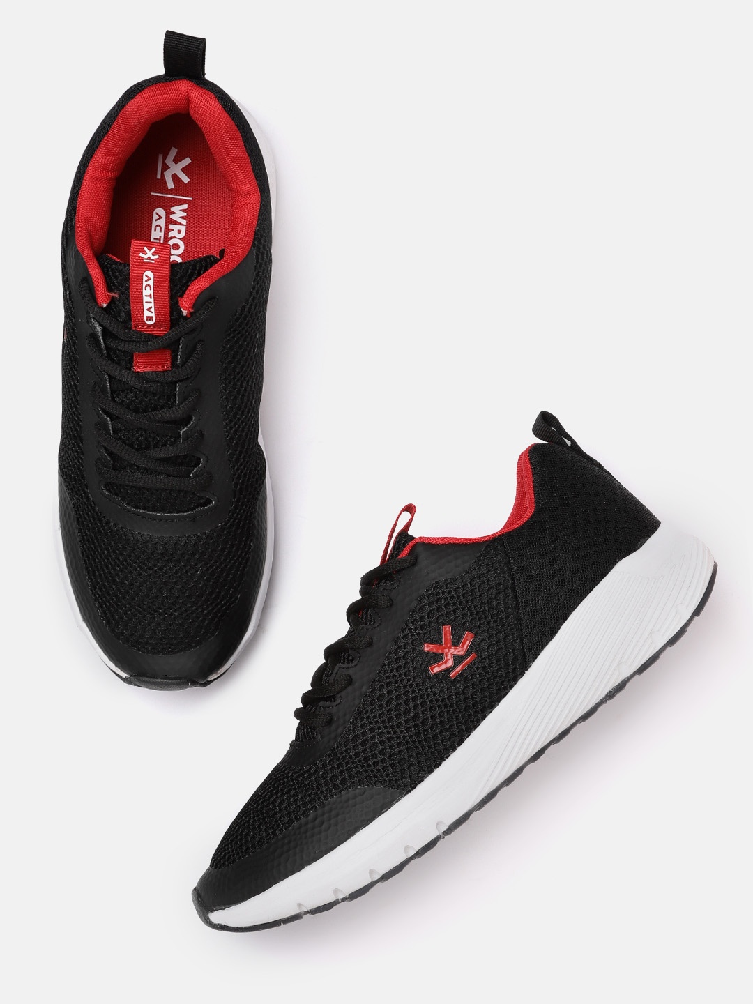 

WROGN ACTIVE Men Black & Red Woven Design Walking Shoes