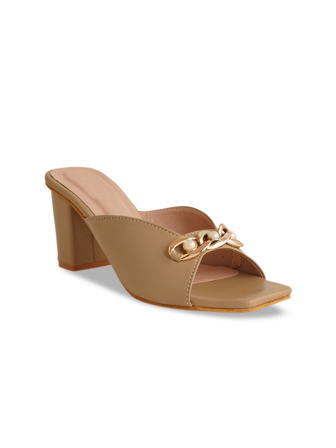 

VAYONAA Beige PU High-Top Block Mules