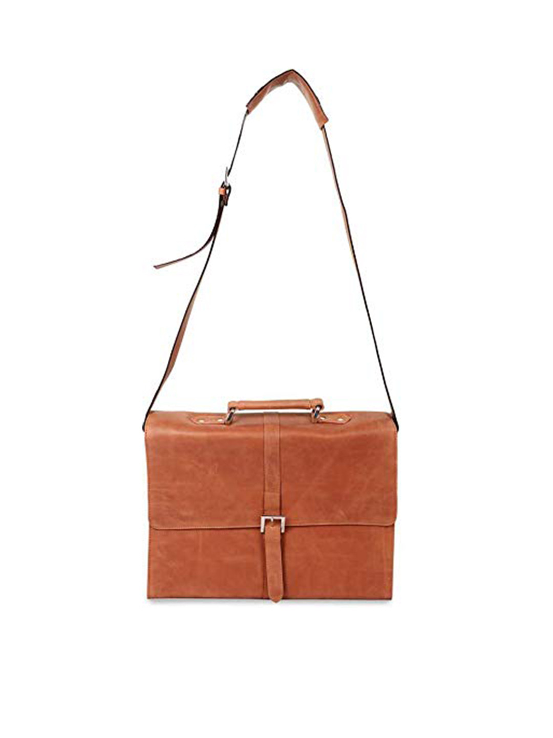 

Tortoise Men Camel Brown Textured Genuine Leather Laptop Messenger Bag