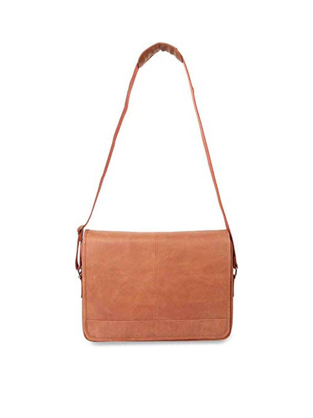 

Tortoise Men Camel Brown Textured Leather Laptop Bag