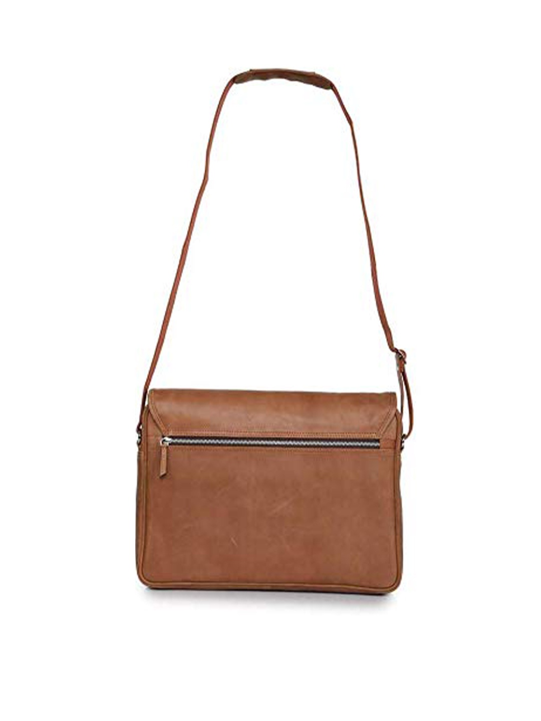 

Tortoise Men Camel Brown Textured Leather Laptop Bag