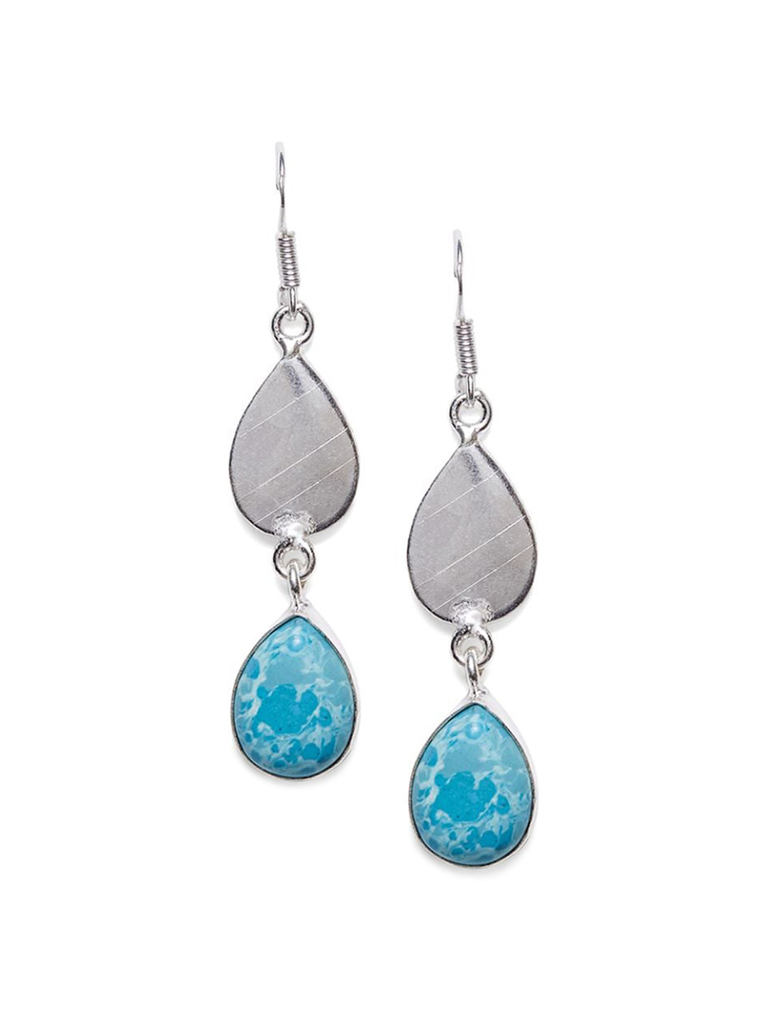 

Bamboo Tree Jewels Silver-Plated Teardrop Shaped Drop Earrings