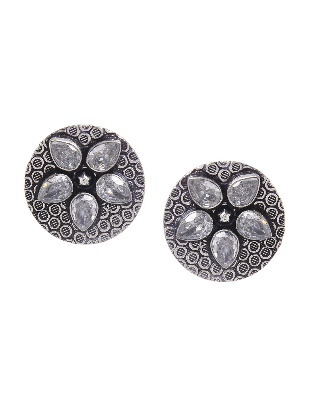 

Bamboo Tree Jewels Silver-Plated Circular Studs Earrings