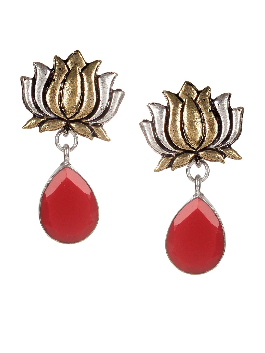 

Bamboo Tree Jewels Silver-Plated Floral Drop Earrings