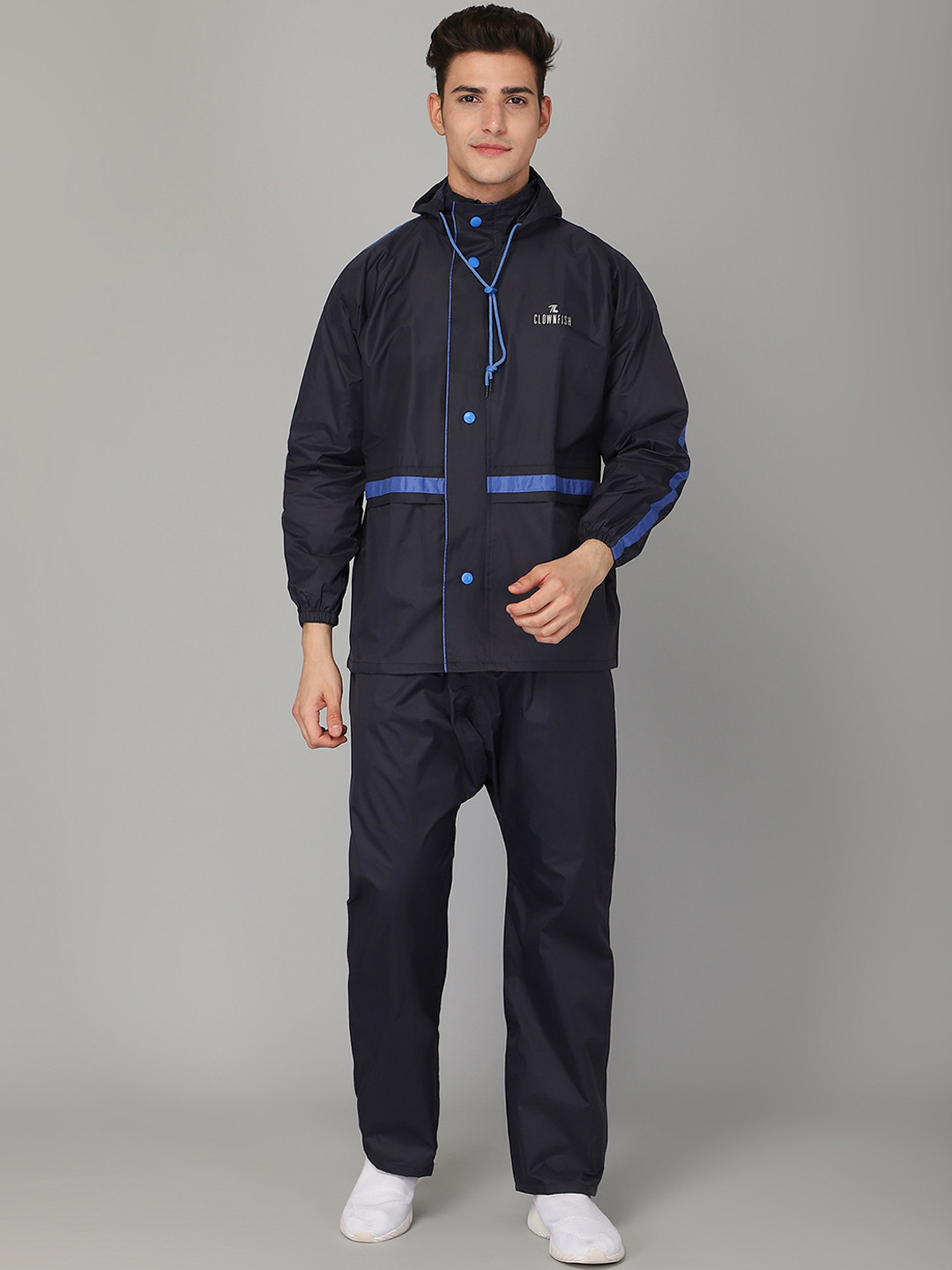 

THE CLOWNFISH Men Blue Solid Waterproof Rain Suit