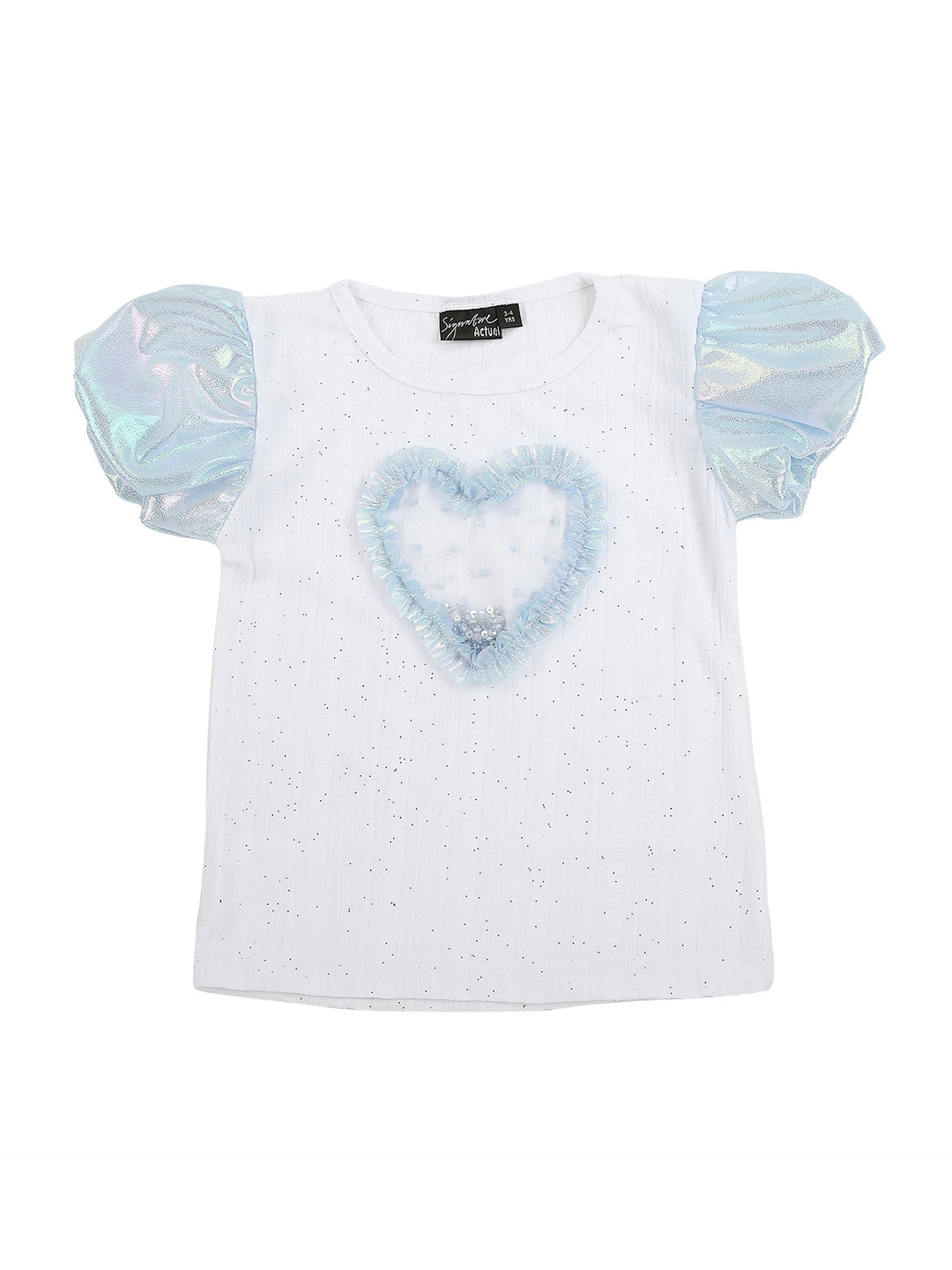 

Actuel White Embellished Print Top