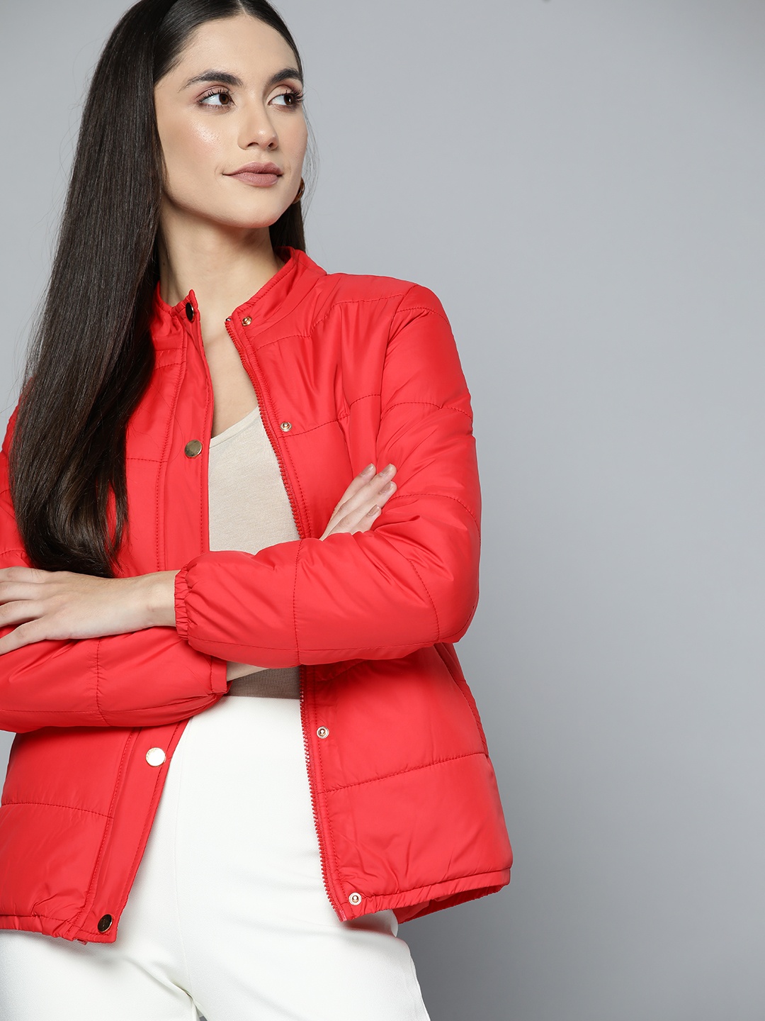 

Chemistry Women Red Solid Padded Jacket