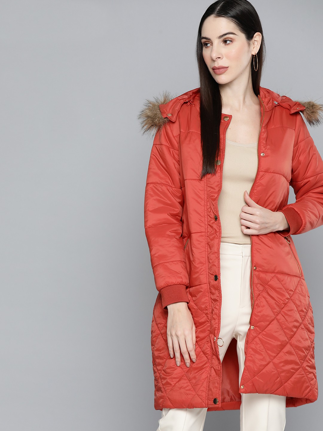 

Chemistry Women Orange Longline Parka Jacket