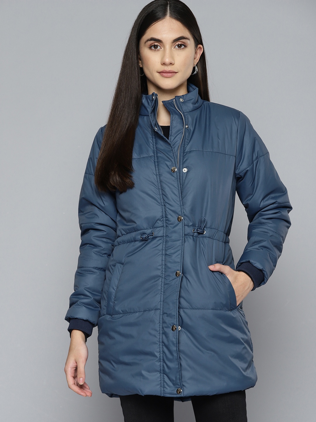 

Chemistry Women Blue Longline Puffer Jacket