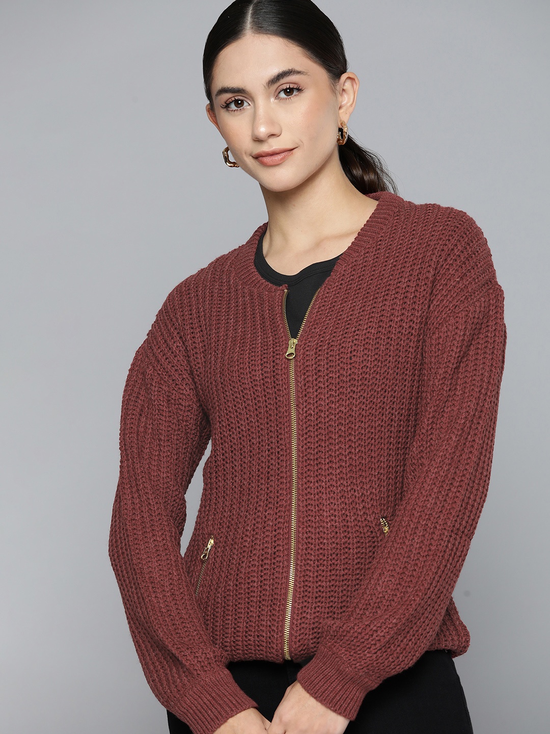 

Chemistry Women Brown Solid Sweater