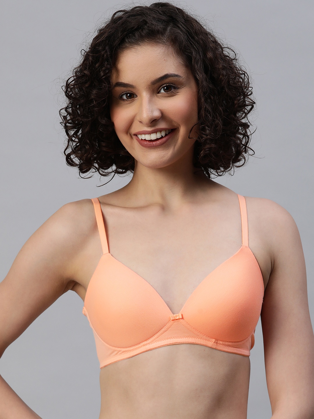 

Marks & Spencer Peach-Coloured Solid Bra Lightly Padded