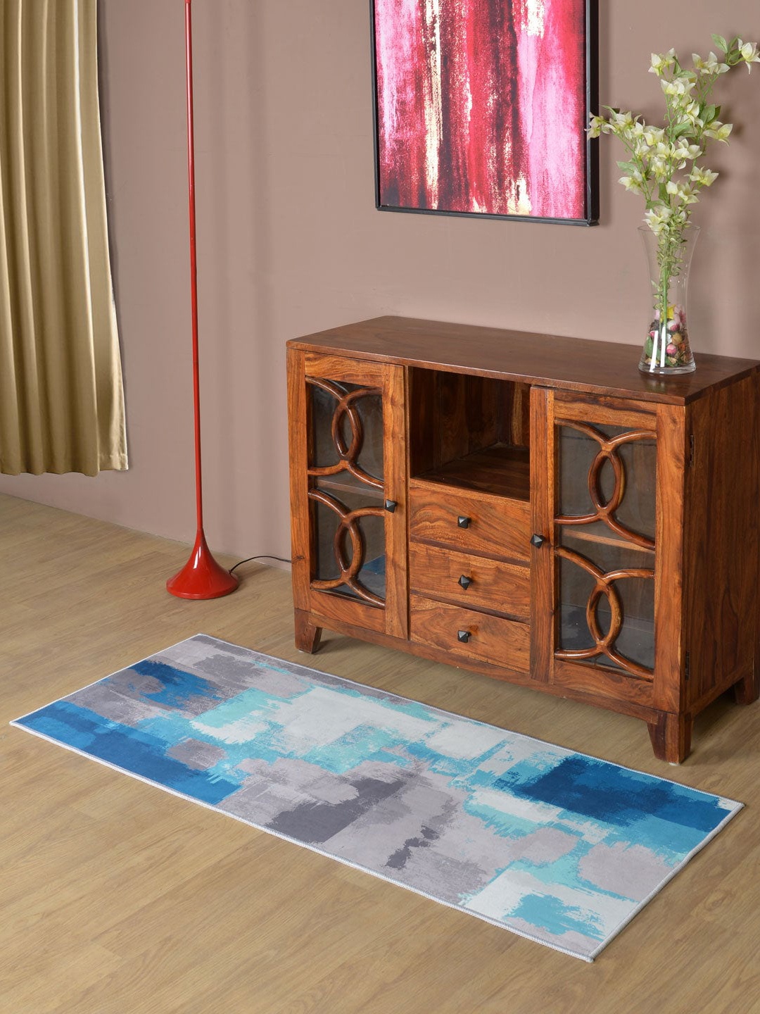 

Athome by Nilkamal Grey & Blue Abstract Rectangle Carpets