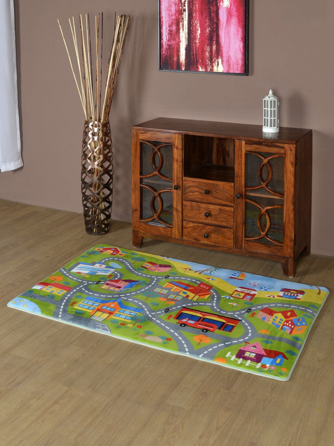 

Athome by Nilkamal Green Printed Kids Carpets