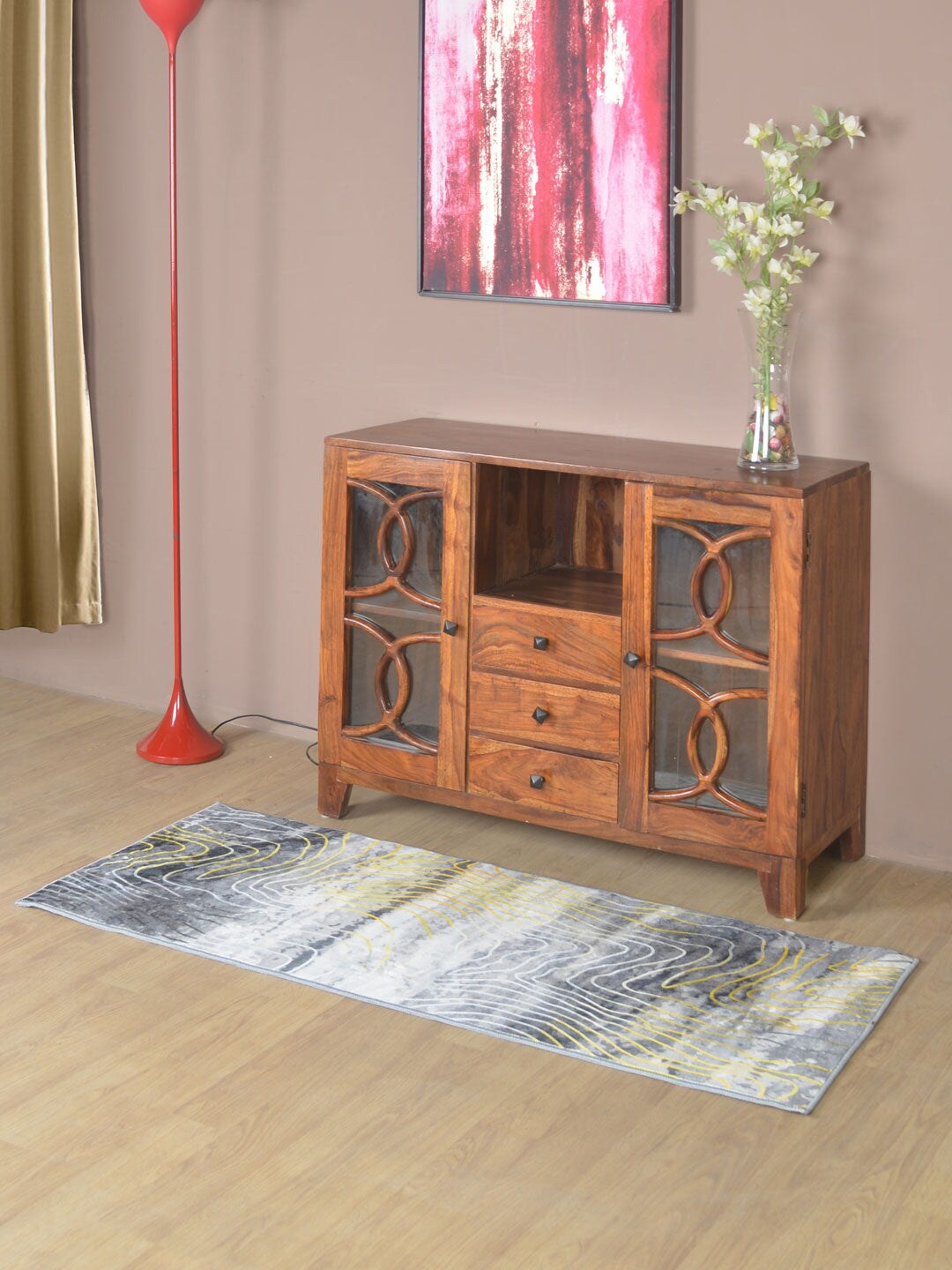 

Athome by Nilkamal Grey & Yellow Abstract Printed Rectangle Carpets
