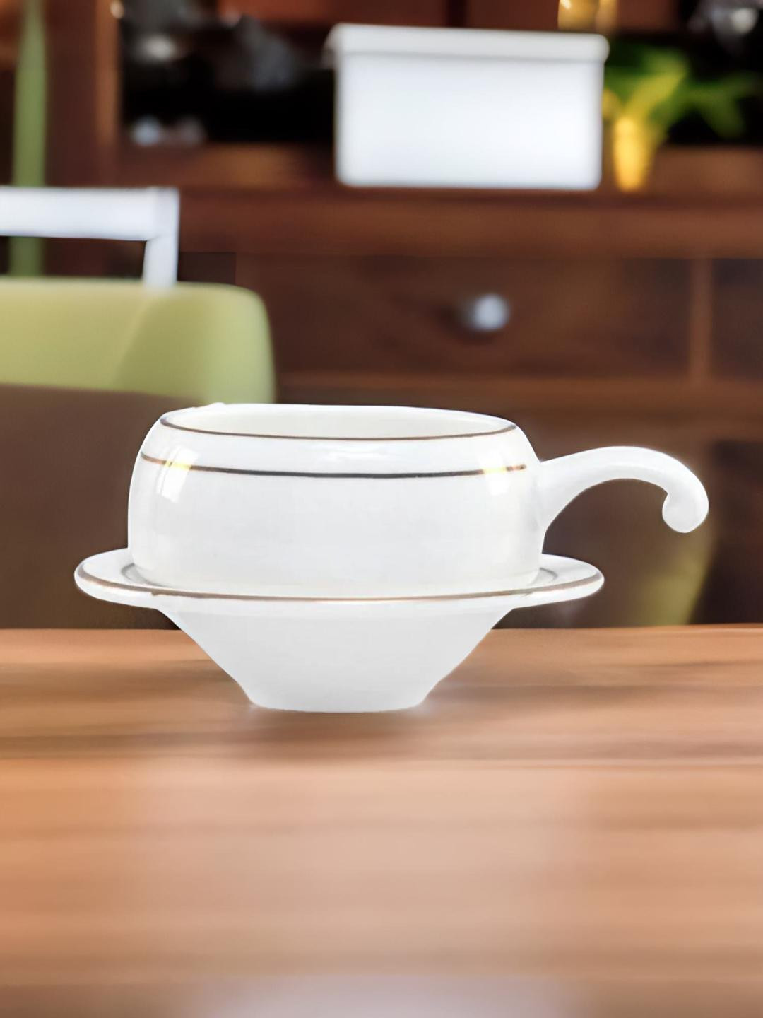 

Athome by Nilkamal White Printed Ceramic Matte Cups Set of Cups and Mugs