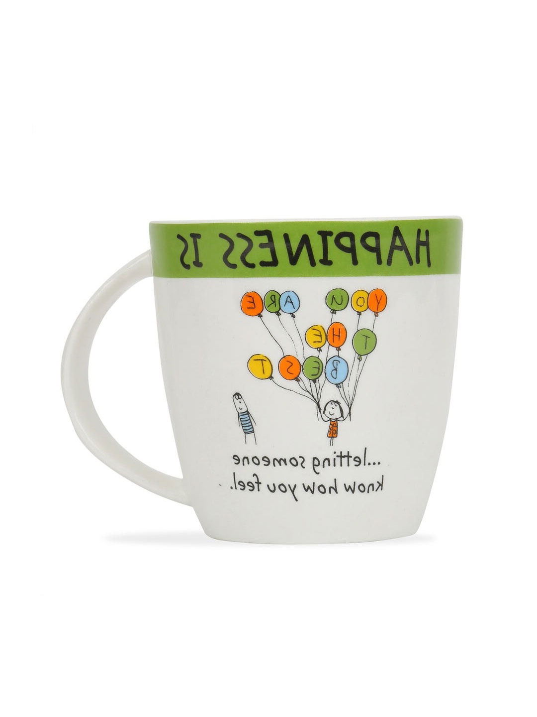 

Athome by Nilkamal Green & White Text or Slogans Printed Ceramic Matte Cups Set of Cups and Mugs