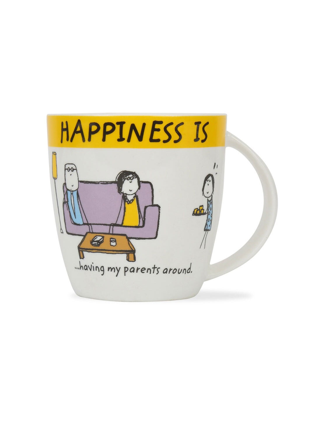 

Athome by Nilkamal Yellow & White Text or Slogans Printed Ceramic Matte Cups Set of Cups and Mugs