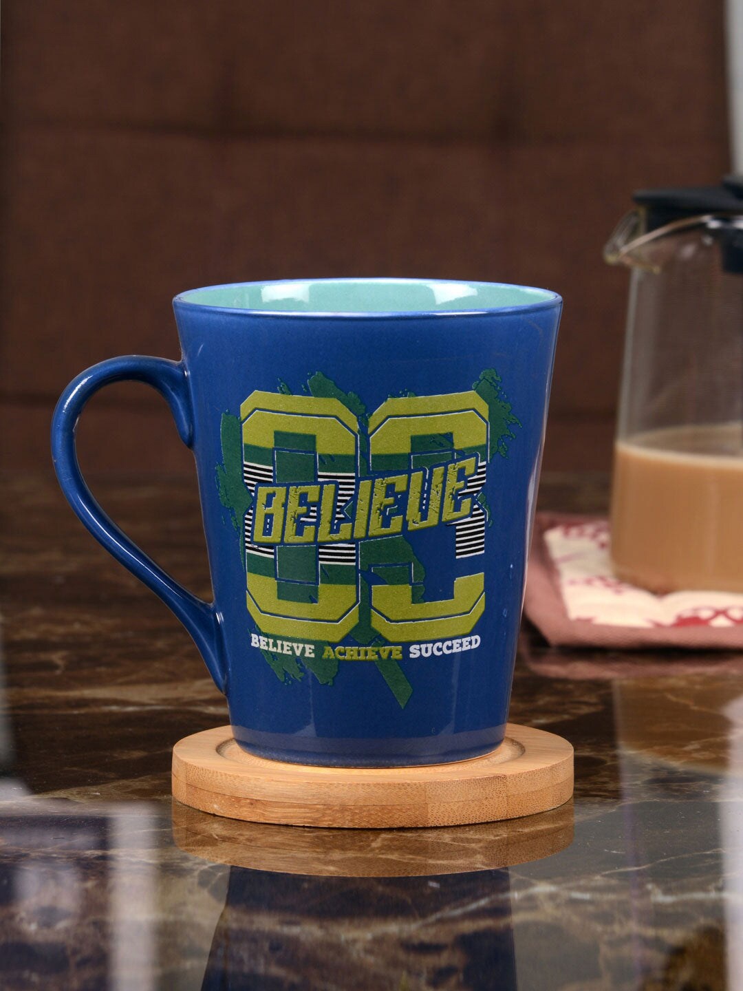 

Athome by Nilkamal Blue & Green Text or Slogans Printed Ceramic Matte Mug