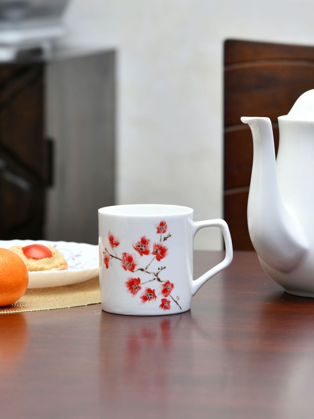 

Athome by Nilkamal Red Floral Printed Ceramic Matte Cup