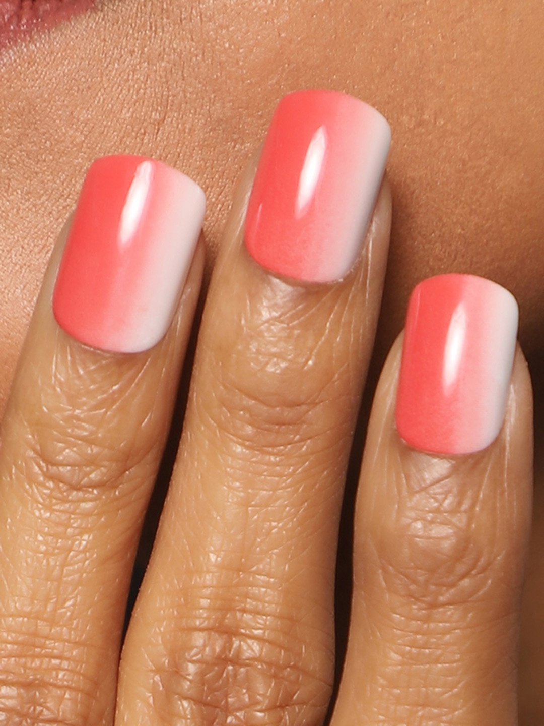 

LICK 24 Pcs Glossy Fake Reusable Artificial Press On Nails - Coral Pink
