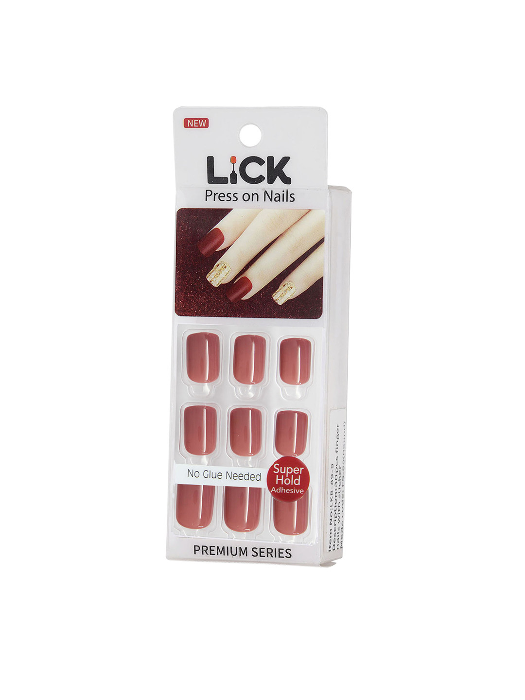 

LICK 24 Pcs Square Shape Artificial Reusable Glossy Acrylic Nails Tip Extensions, Peach