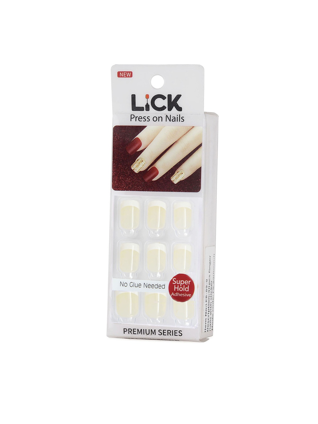 

LICK 24 Pieces Classic French Tips Reusable False Press-On Nails Extensions - LKB-88-43, Nude