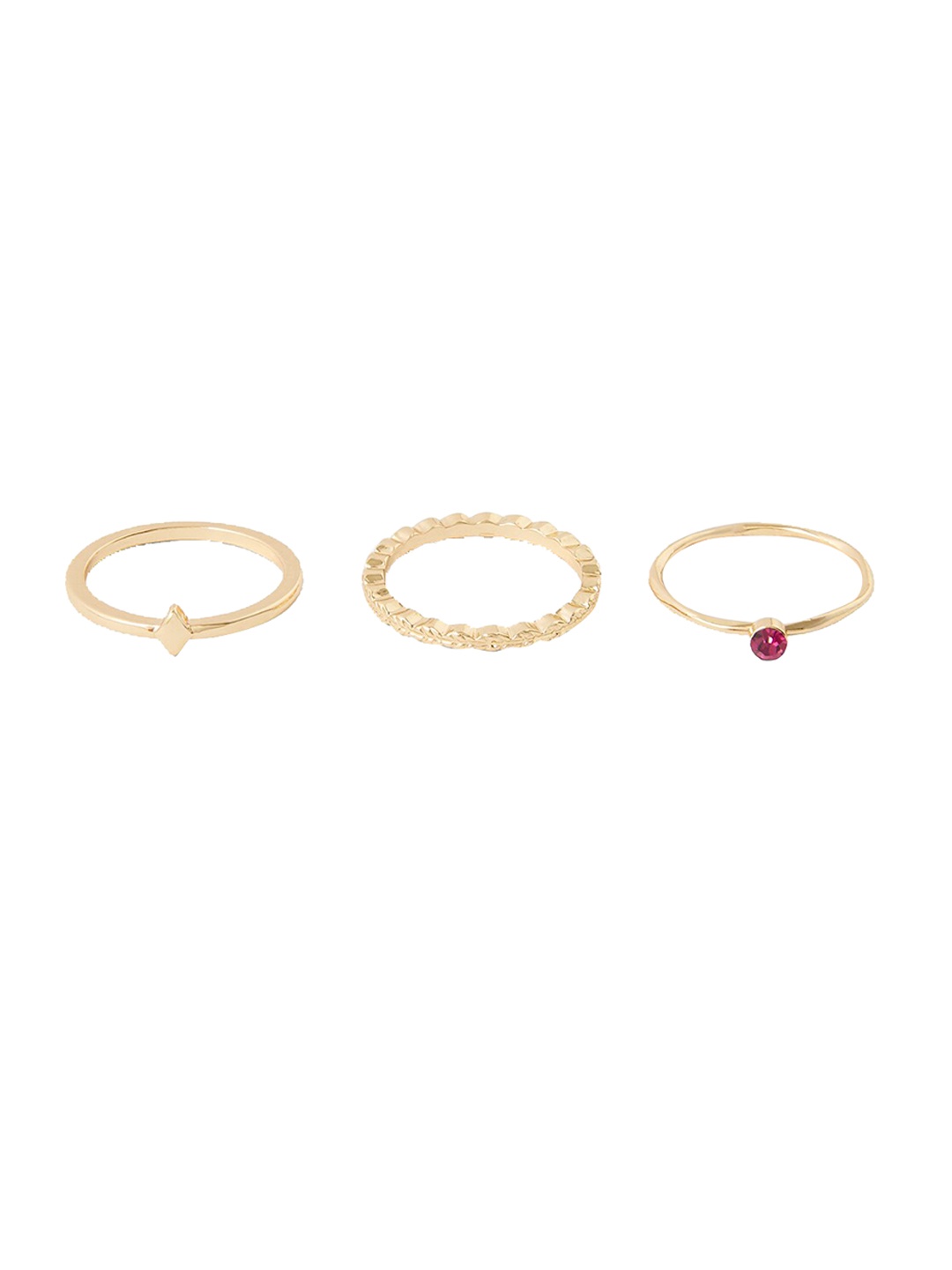 

Accessorize Set Of 3 Gold-Toned & Pink Finger Rings