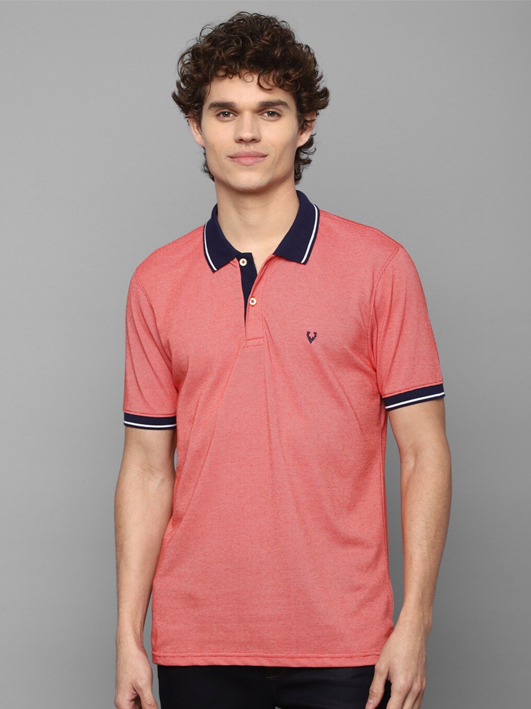 

Allen Solly Men Peach-Coloured Polo Collar T-shirt