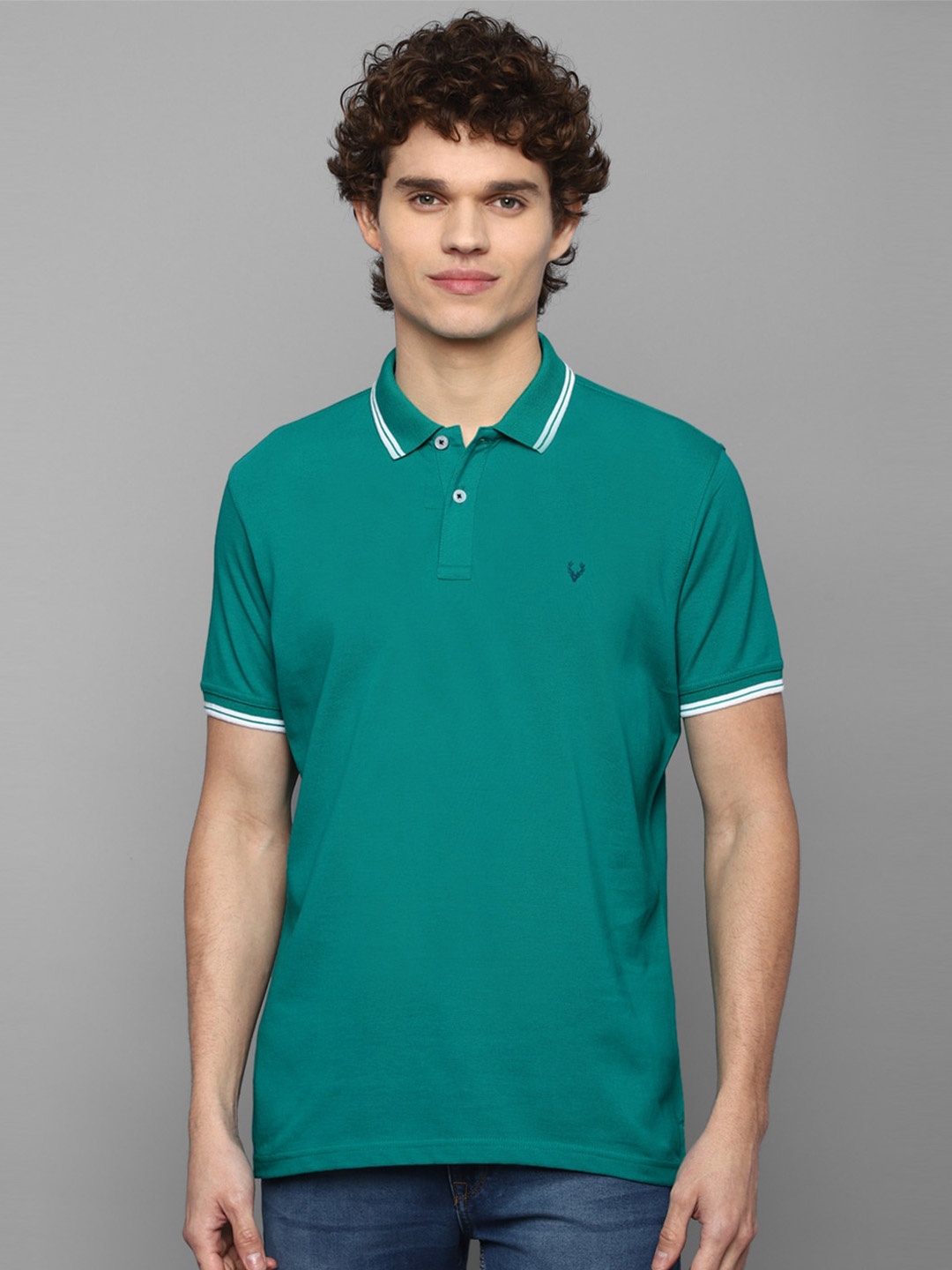 

Allen Solly Men Green Polo Collar Pure Cotton T-shirt