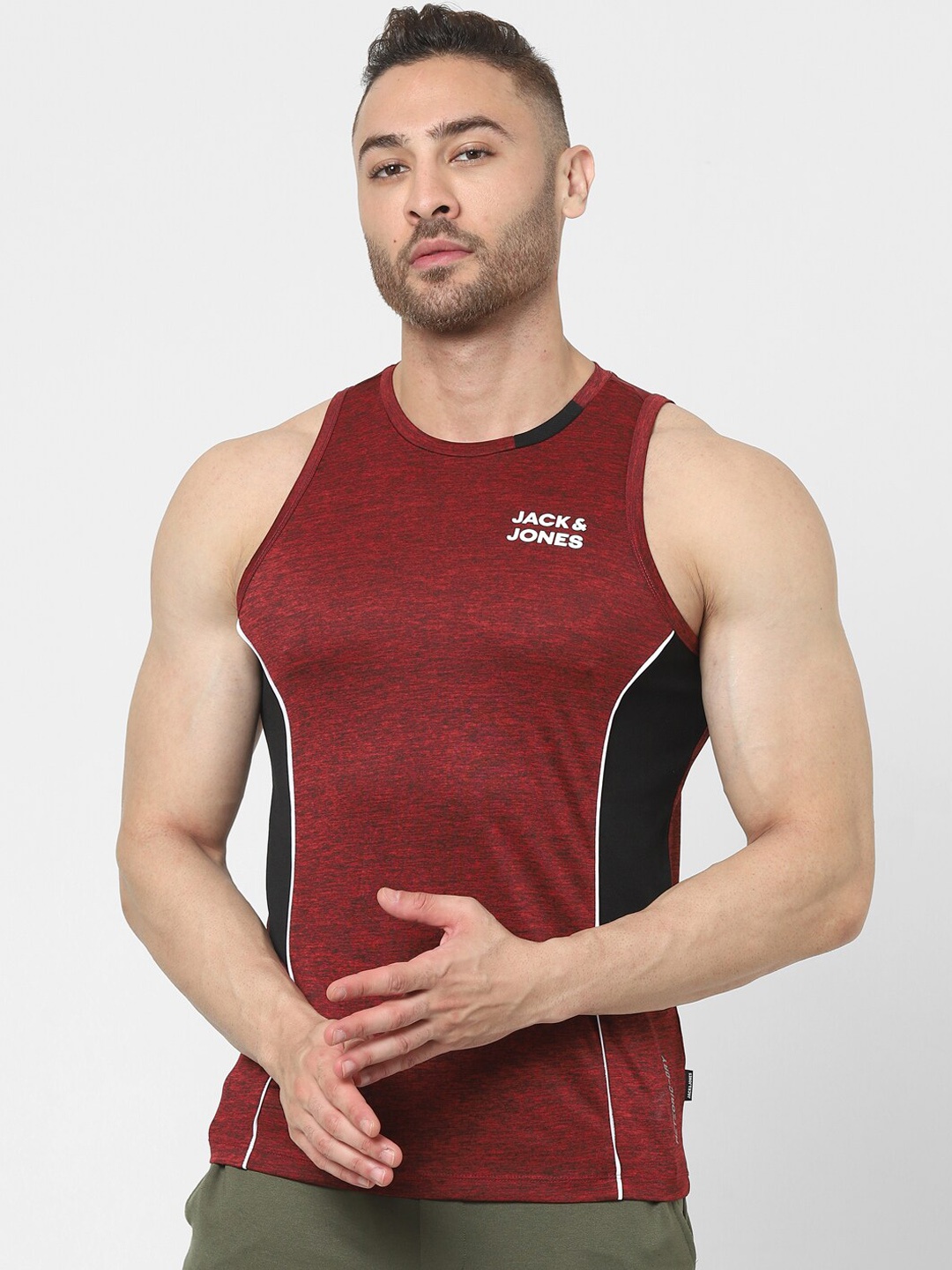 

Jack & Jones Men Maroon & Black Innerwear Vests