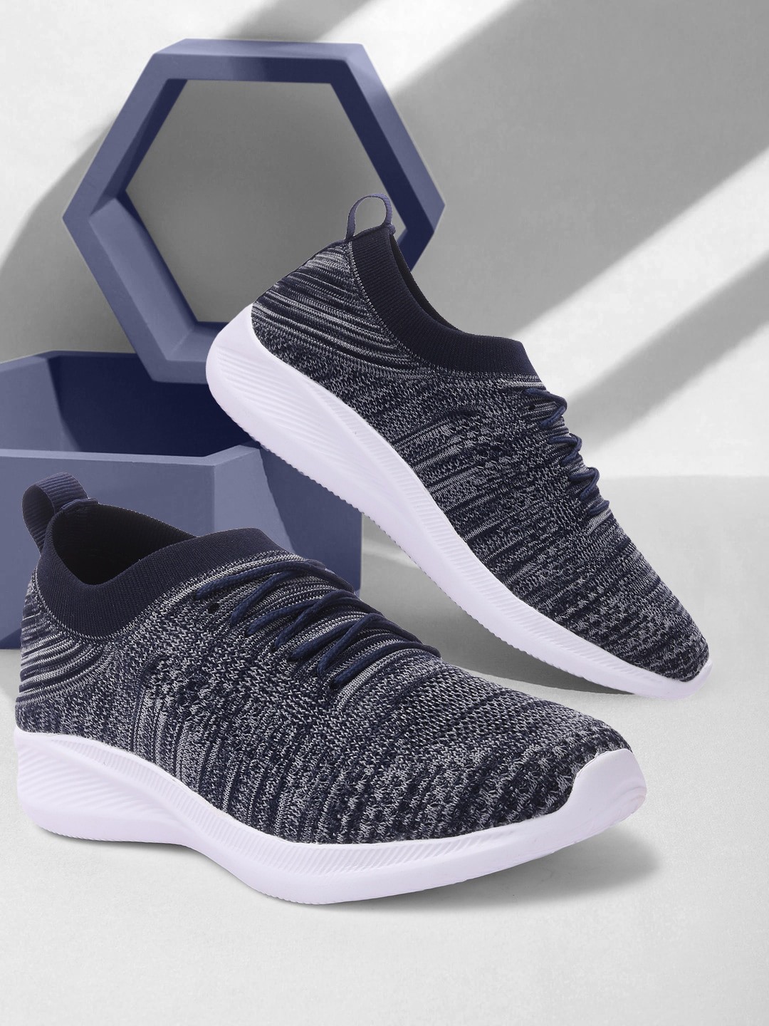 

Crew STREET Men Navy Blue Woven Design Sneakers