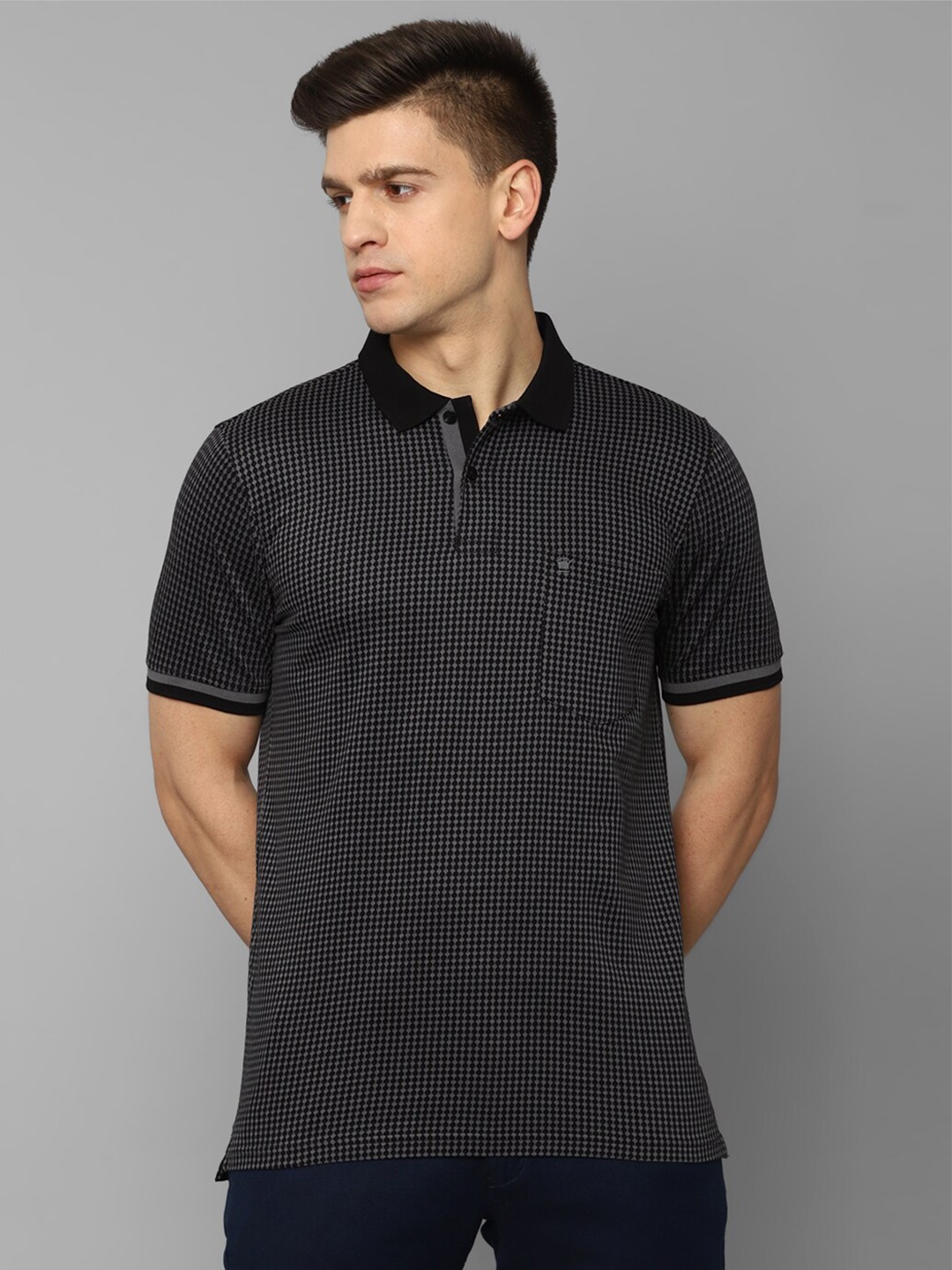 

Louis Philippe Men Black Printed Polo Collar T-shirt