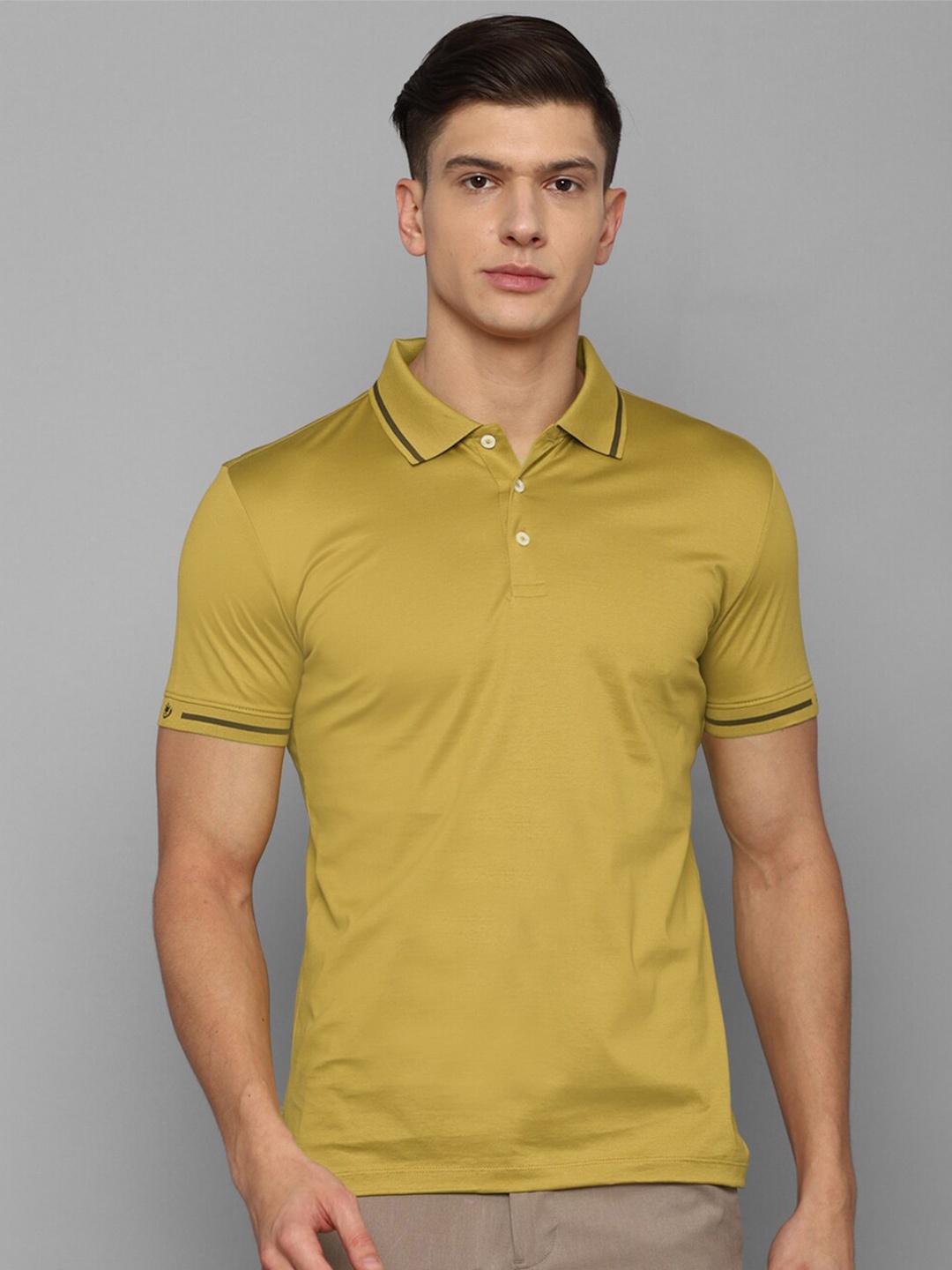 

Luxure by Louis Philippe Men Yellow Polo Collar Slim Fit T-shirt