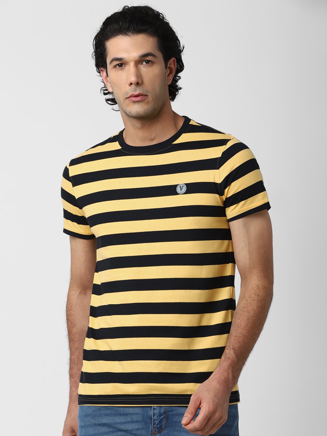 

Van Heusen Sport Men Yellow & Black Striped T-shirt